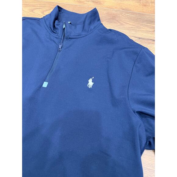 Ralph Lauren Polo Performance Jersey Quarter-Zip Pullover in Navy Blue Medium - Picture 3 of 7